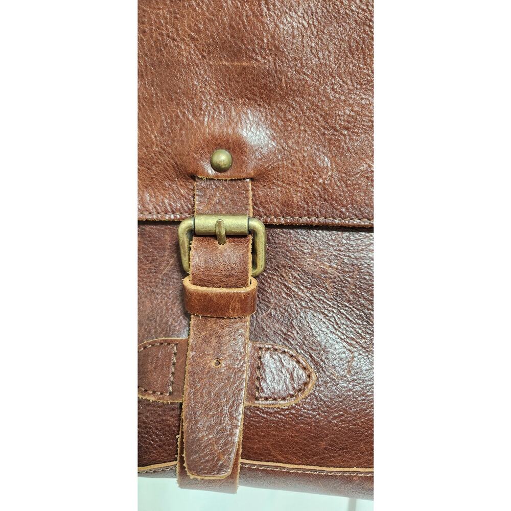 Johnston Murphy Vintage Brown Leather Laptop Briefcase Messenger Bag - Picture 7 of 13